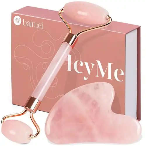 BAIMEI IcyMe Jade Roller & Gua Sha, Face Roller Redness Reducing Skin Care Tools