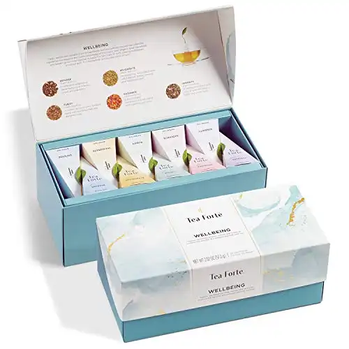 Tea Forte Wellbeing Organic Wellness Tea Presentation Box Tea Sampler Gift Set