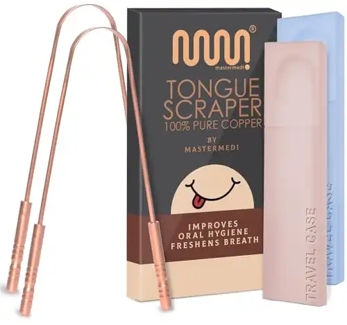 MasterMedi Tongue Scraper with Case Easy to Use Tongue Scraper for Adults