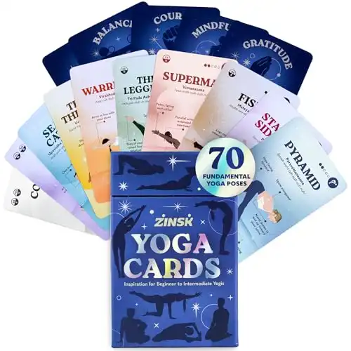 Zinsk Premium Yoga Deck 70 Beautifully Illustrated 3x5 Cards with Instructions