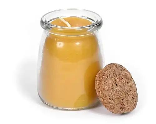 BeeTheLight Beeswax Jar Candle - 100% Pure USA Bees Wax in Glass Container with Cork Lid