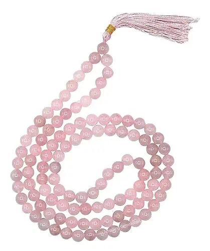 Rose Quartz Mala Beads 108 Hand Knotted Prayer Beads - Meditation Beads