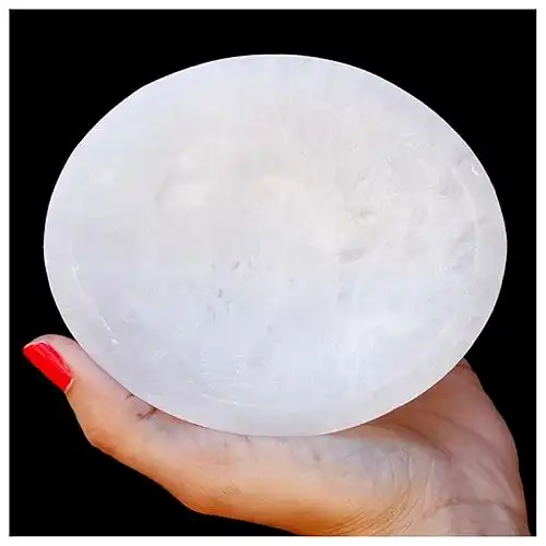 Om Zone Large Selenite Bowl Polished Selenite Crystal Charging Station