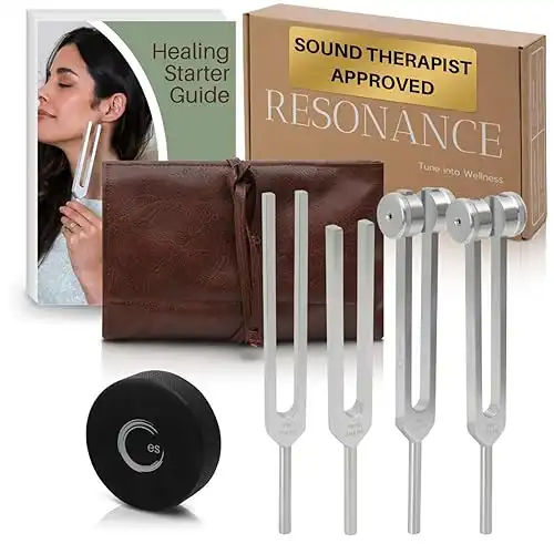 Resonance Tuning Forks for Healing Set - 128Hz, 136.1Hz, 256Hz, 384Hz Weighted & Unweighted Tuning Fork Set