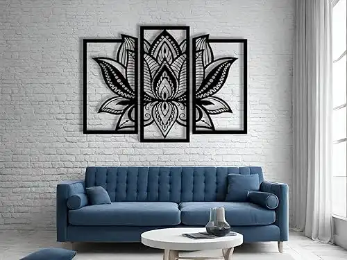 VAILLA Lotus Flower Wood Wall Art Zen Art Decor Wall Hanging 3D