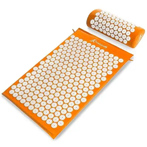 ProsourceFit Acupressure Mat and Pillow Set for Back/Neck Pain Relief and Muscle Relaxation, Pink