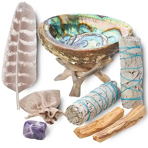 Blue River Sage Smudging & Energy Cleansing Kit with Amethyst, White Sage, Palo Santo