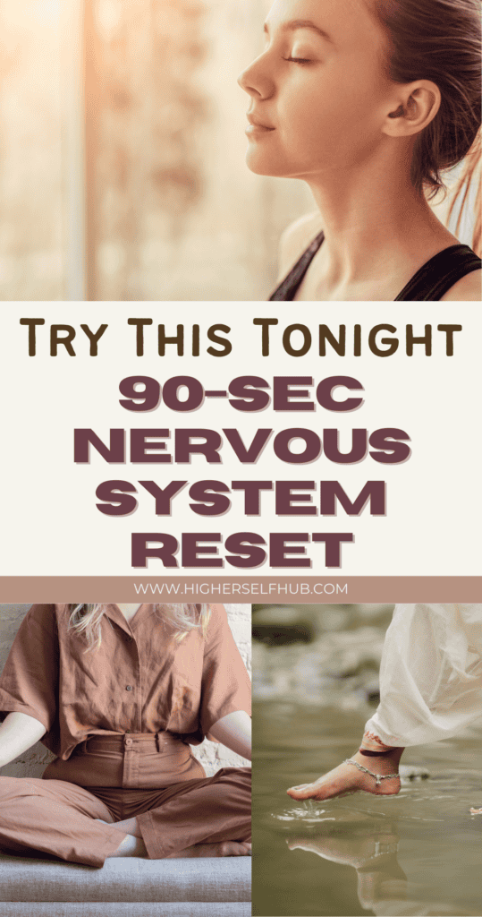 Relaxed woman practicing meditation for nervous system balance and stress relief.