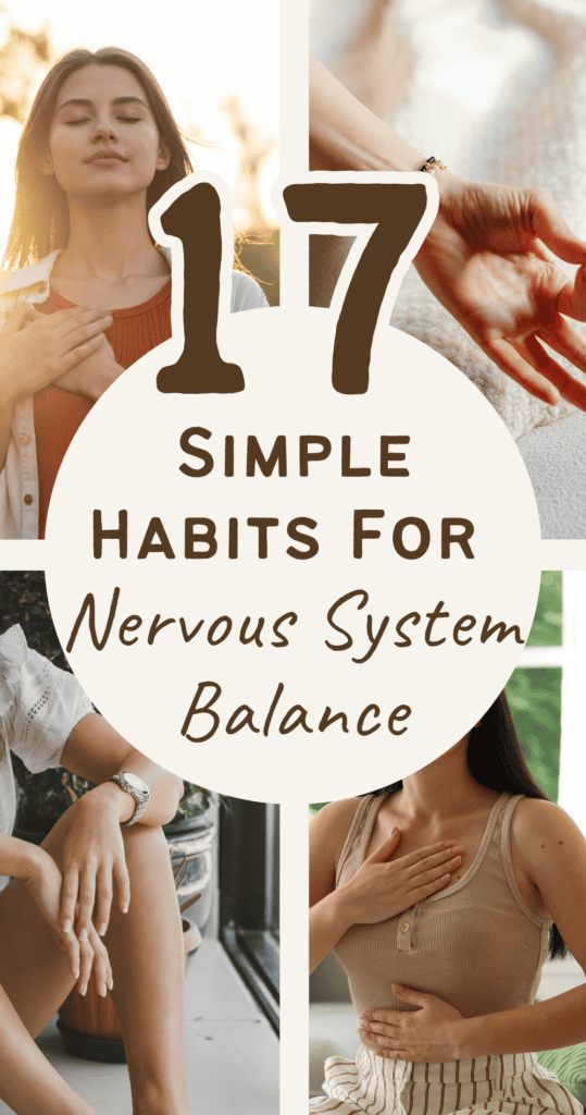 Relaxed woman practicing mindfulness for nervous system balance.