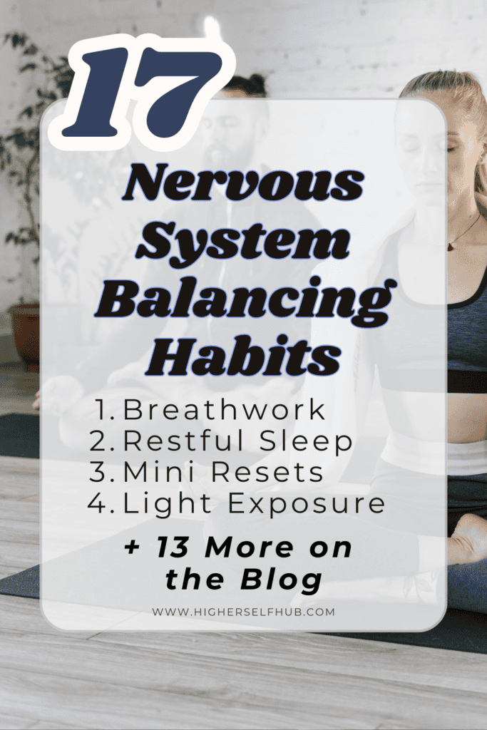 Relaxed woman practicing mindfulness for nervous system balance and stress relief.