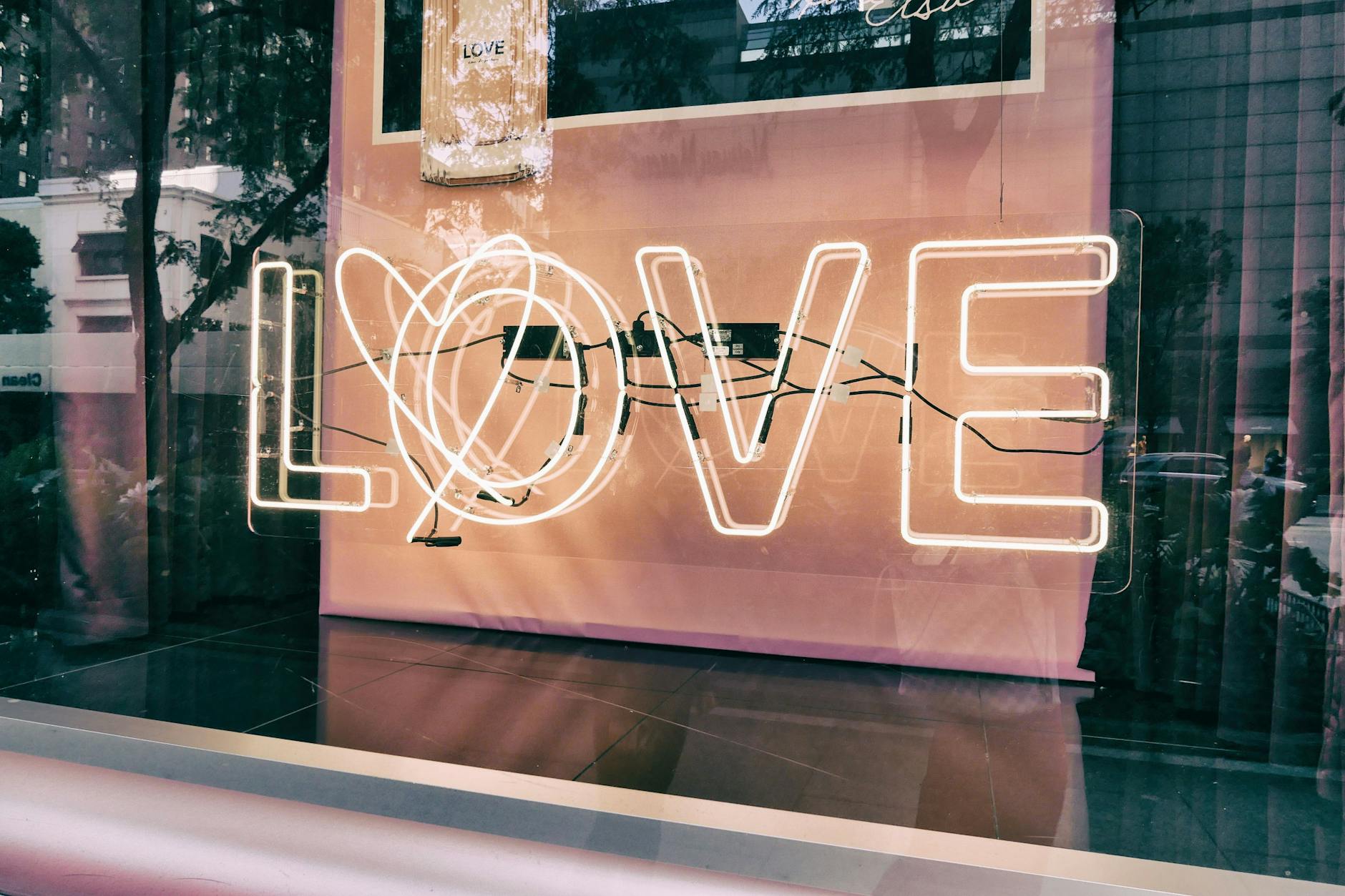 white l o v e led signage