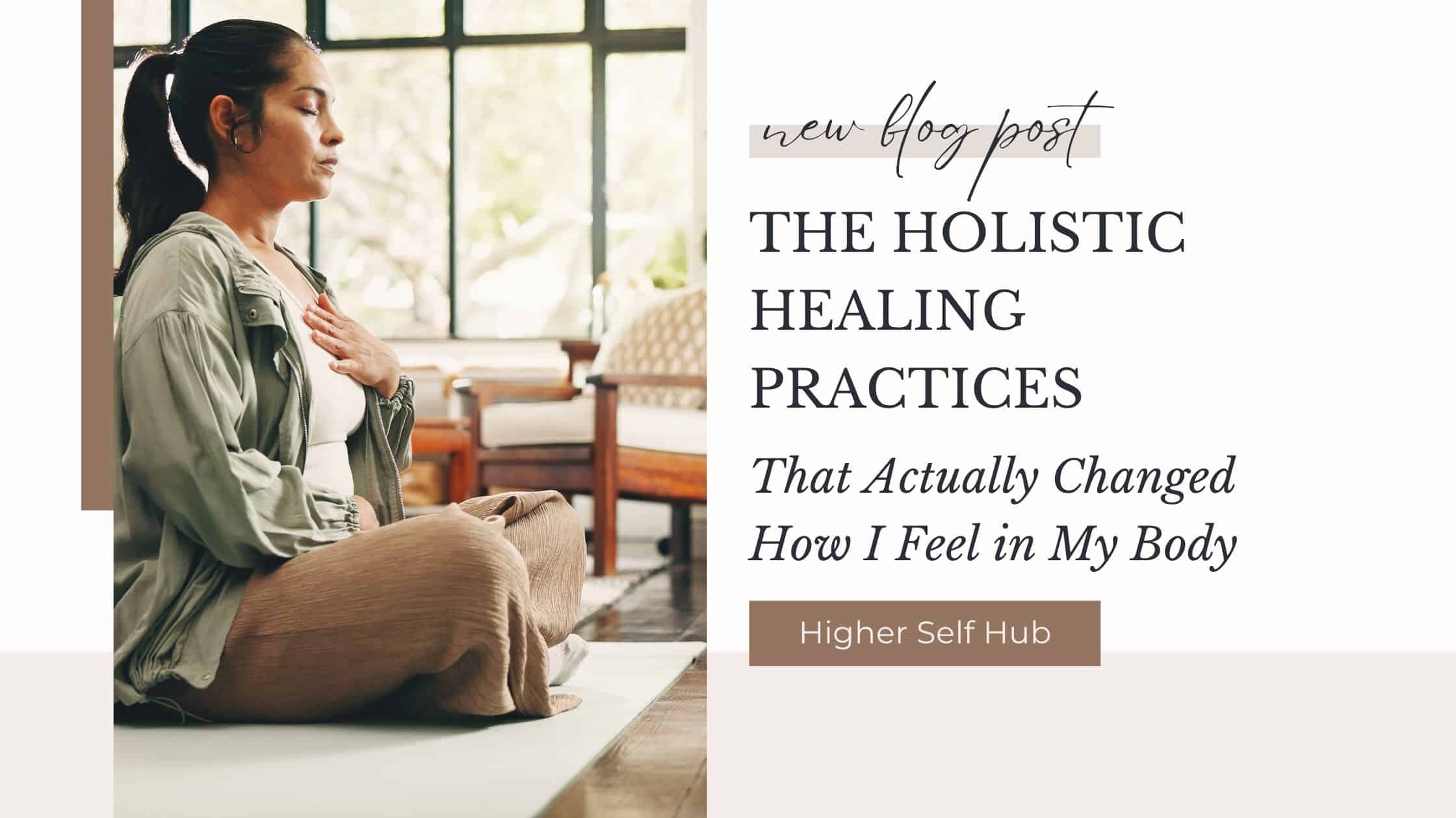 Meditating woman practicing holistic healing techniques for body and mind wellness.