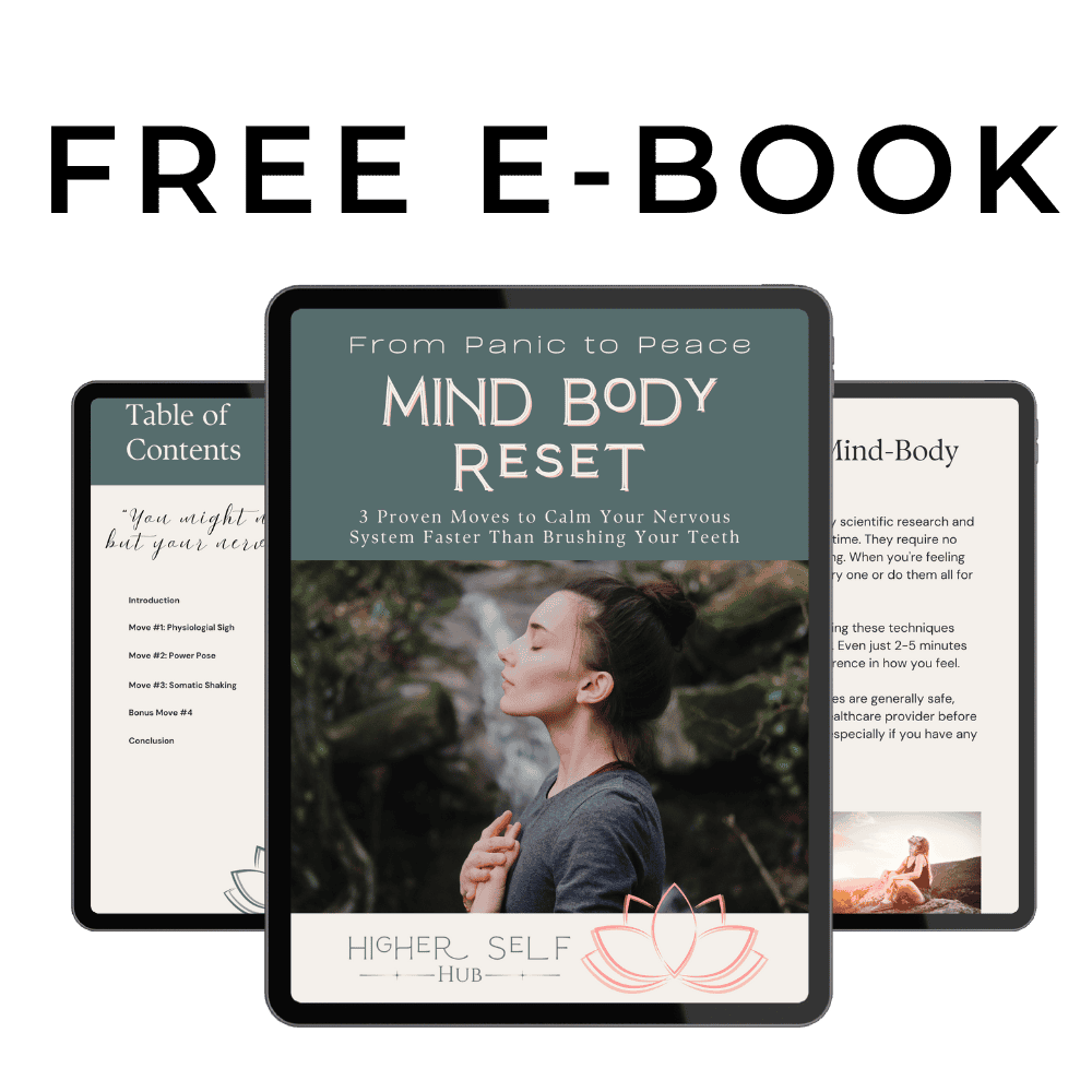 Free eBook on Mind Body Reset for calming nerves and stress relief.