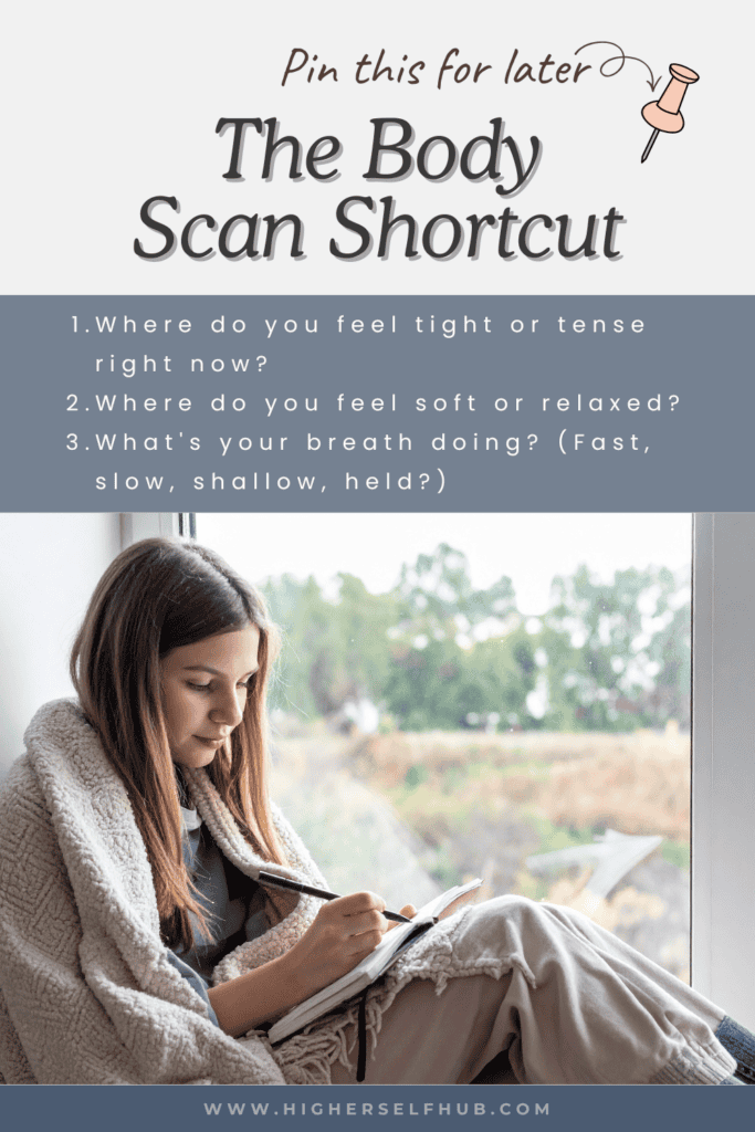 Deep body scan shortcut for somatic journaling and stress relief.