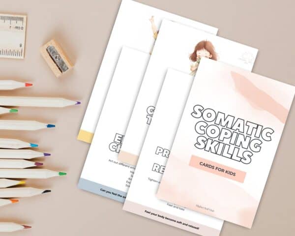Printable coping skills cards for kids with somatic exercises to help manage emotions.