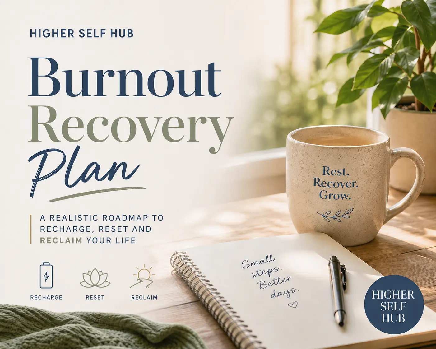 burnout recovery plan for woman with open journal