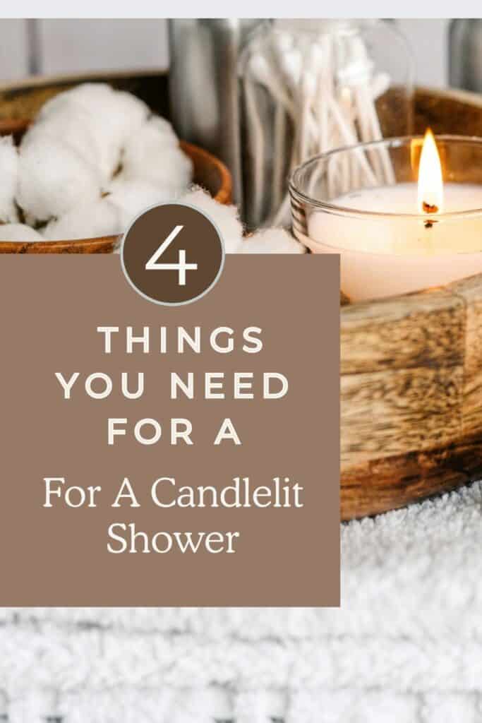 Relaxing candlelit shower with warm candle and soft towels for stress relief and calming bedtime rou.