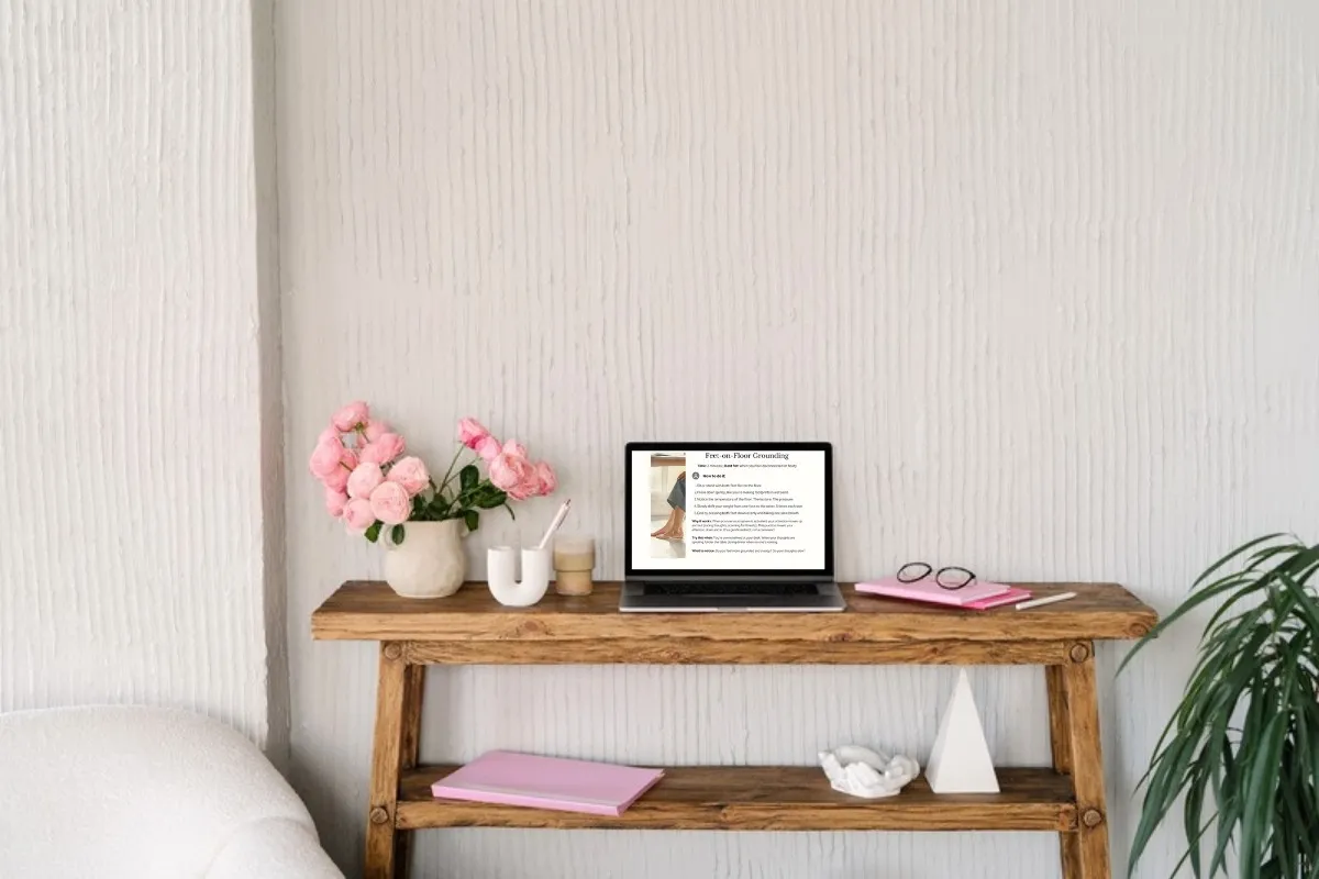 Weekly habit tracker printable on iPad styled with pink flowers